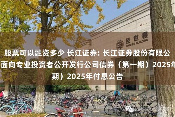 股票可以融资多少 长江证券: 长江证券股份有限公司2024年面向专业投资者公开发行公司债券（第一期）2025年付息公告